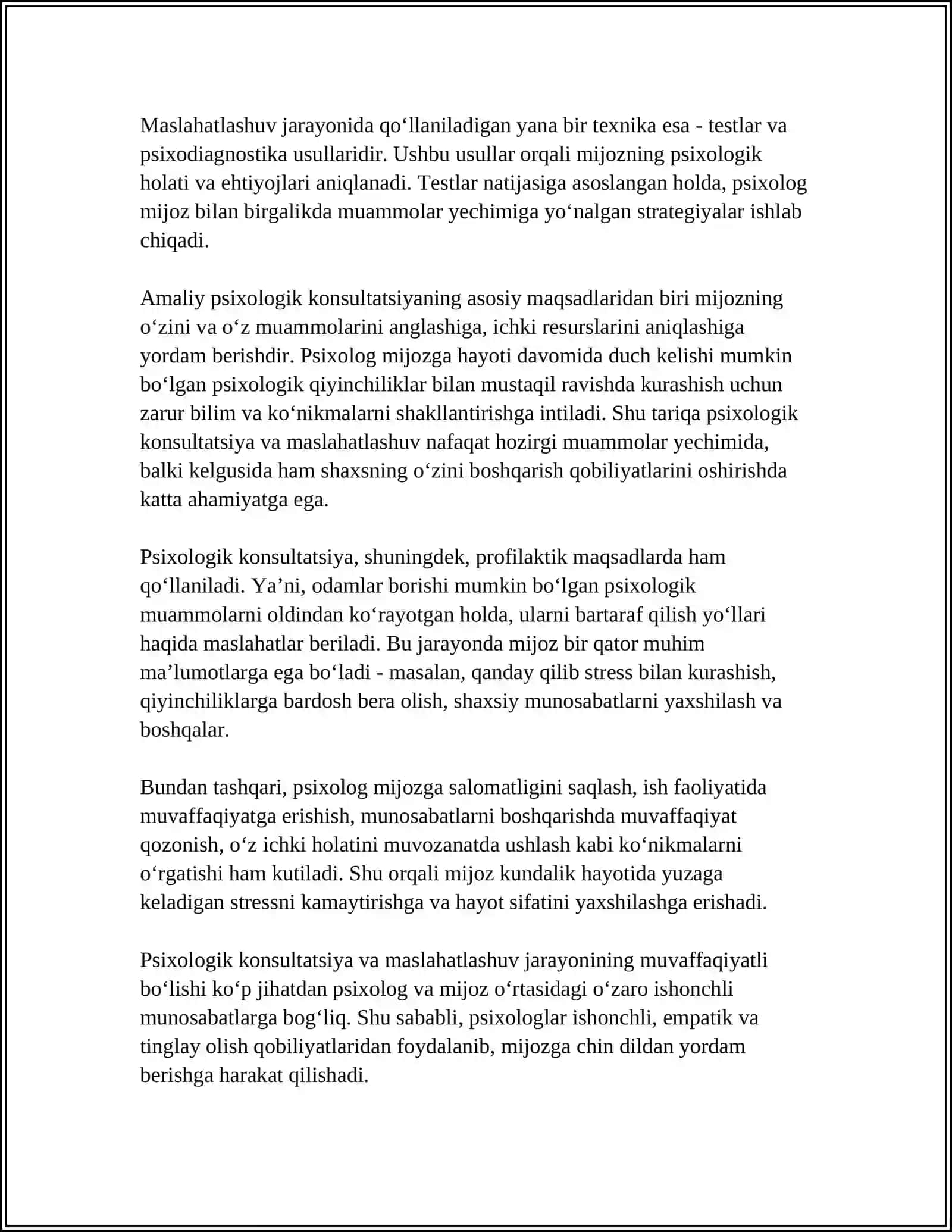 AMALIY PSIXOLOG FAOLIYATINING ASOSIY KO'RINISHLARI 4