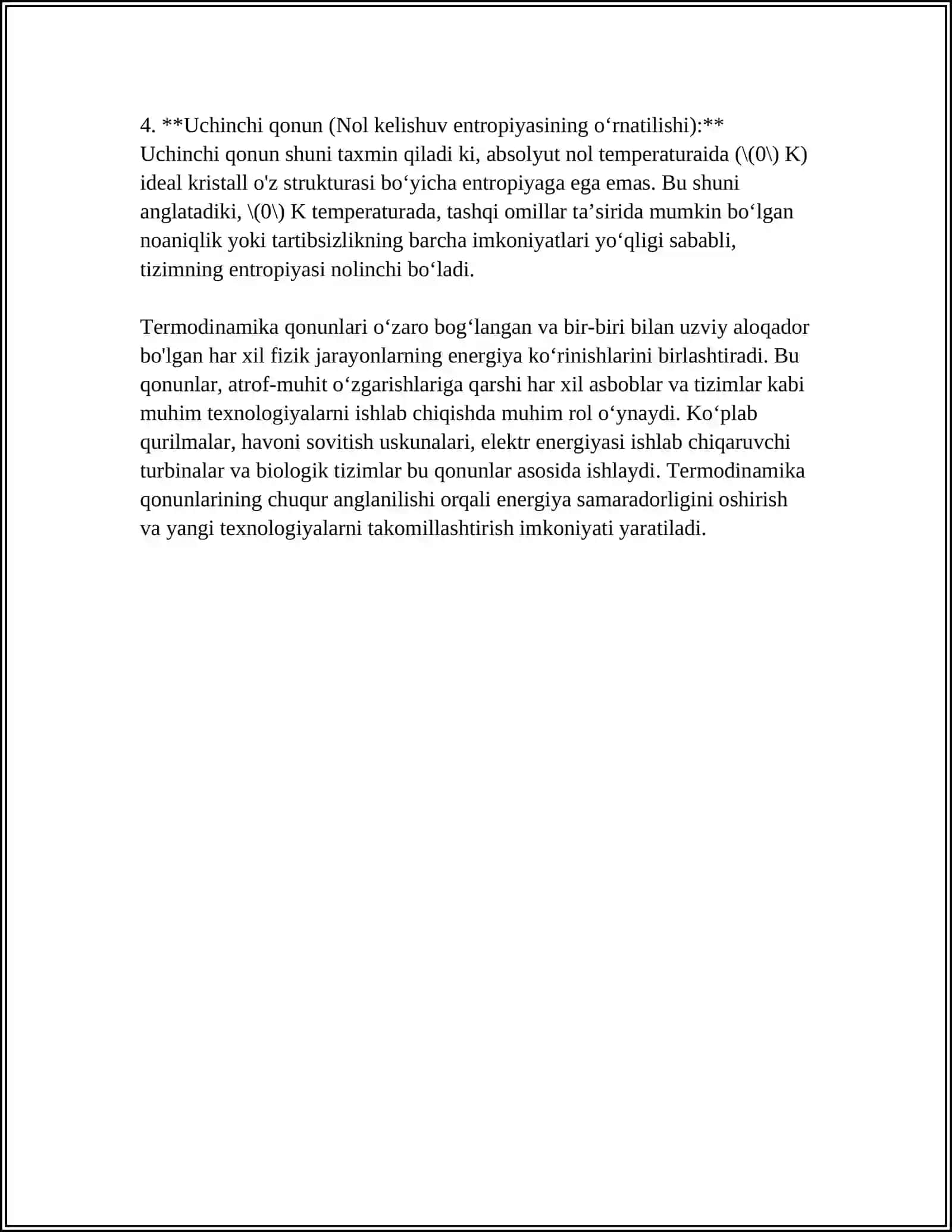 NOMUVOZANAT JARAYONLAR TERMODINAMIKASI VA KIMYOVIY KINETIKA ORASIDAGI MUNOSABATLAR 4