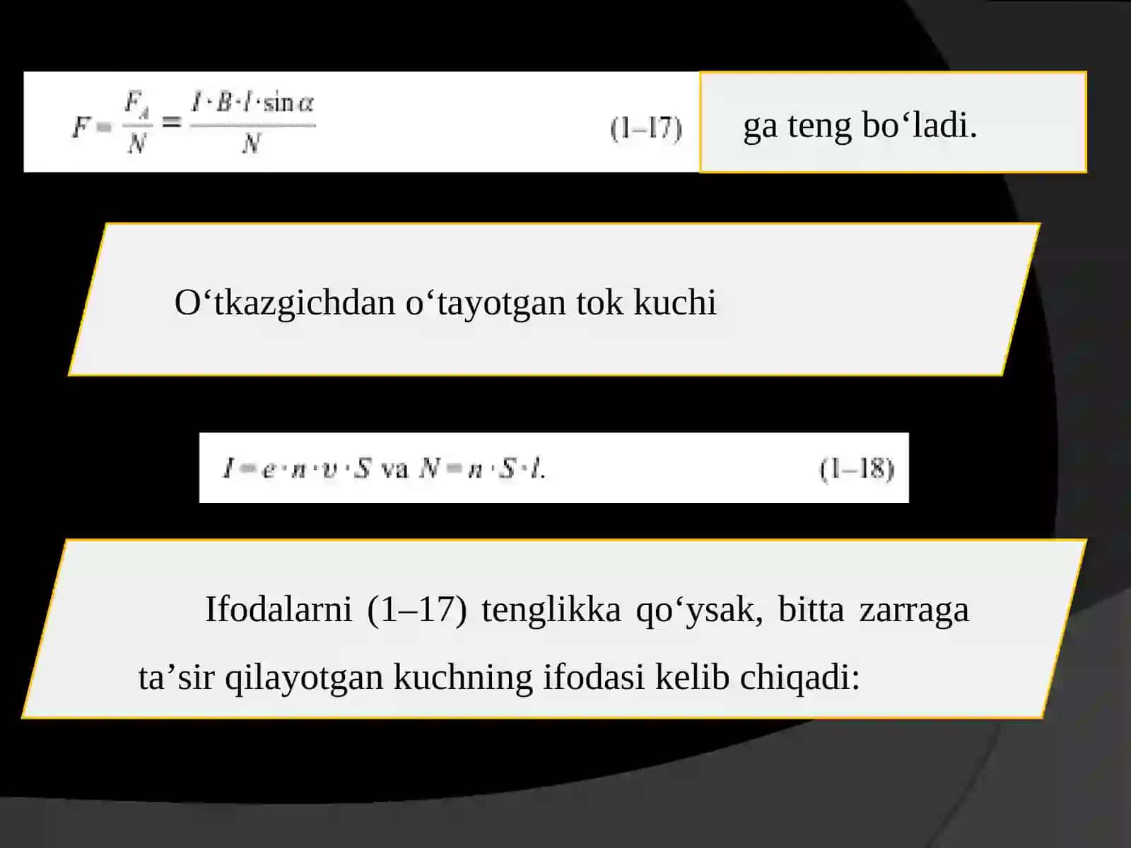 Bir jinsli magnit maydonda zaryadli zarraning harakati. Lorens kuchi 4