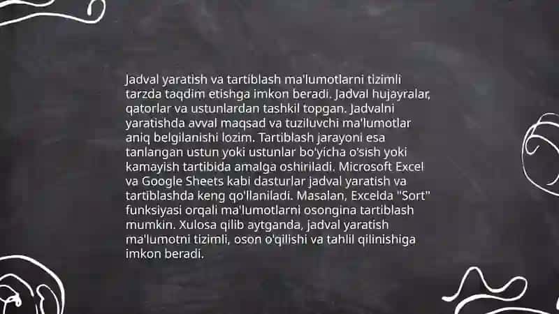 Sitatistik tahlil masalalarini MSExcel dasturidan foydalanib yechish 4
