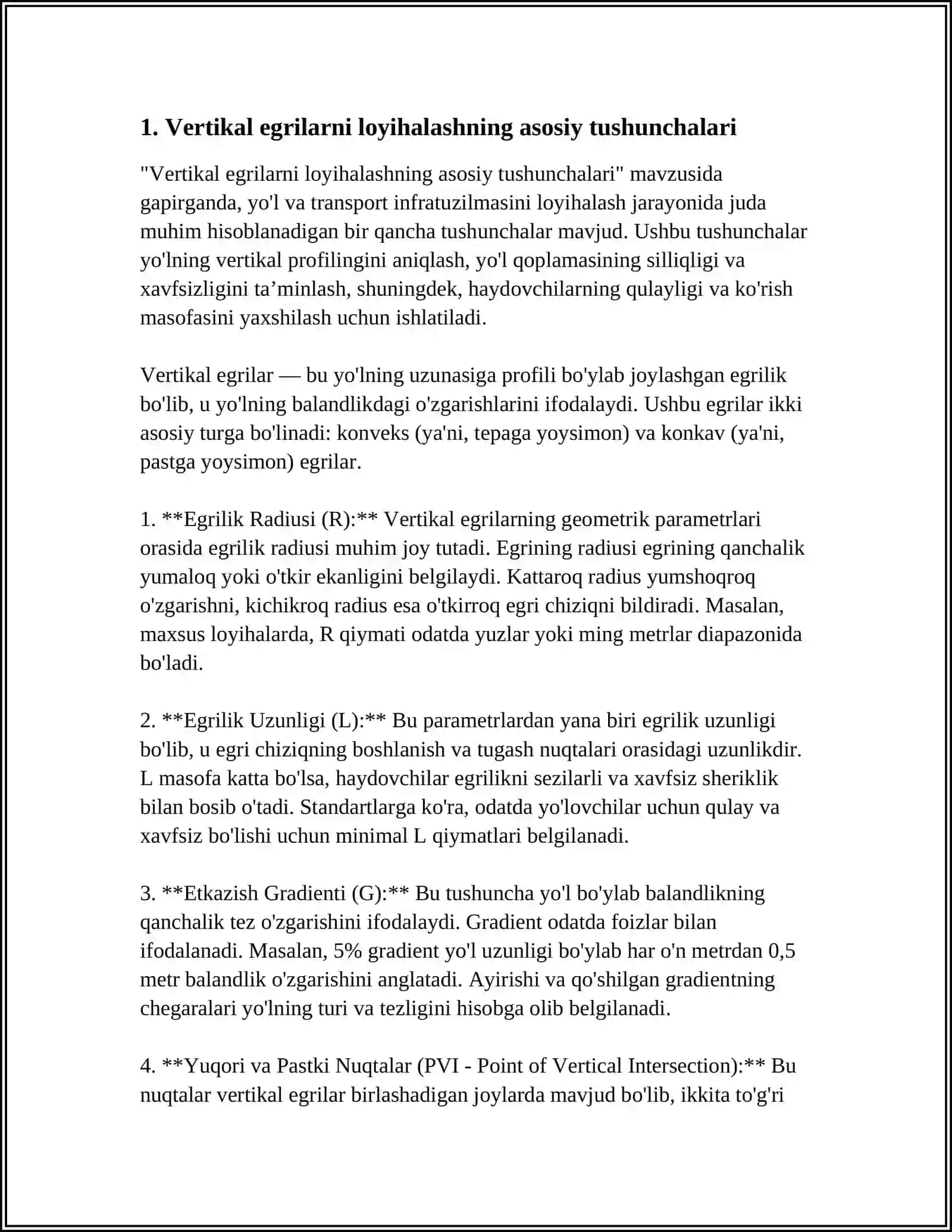 CREDO-MIX TIZIMIDA YO'L REJASINI LOYHALASH VERTIKAL EGRILARNI LOYHALASH 4