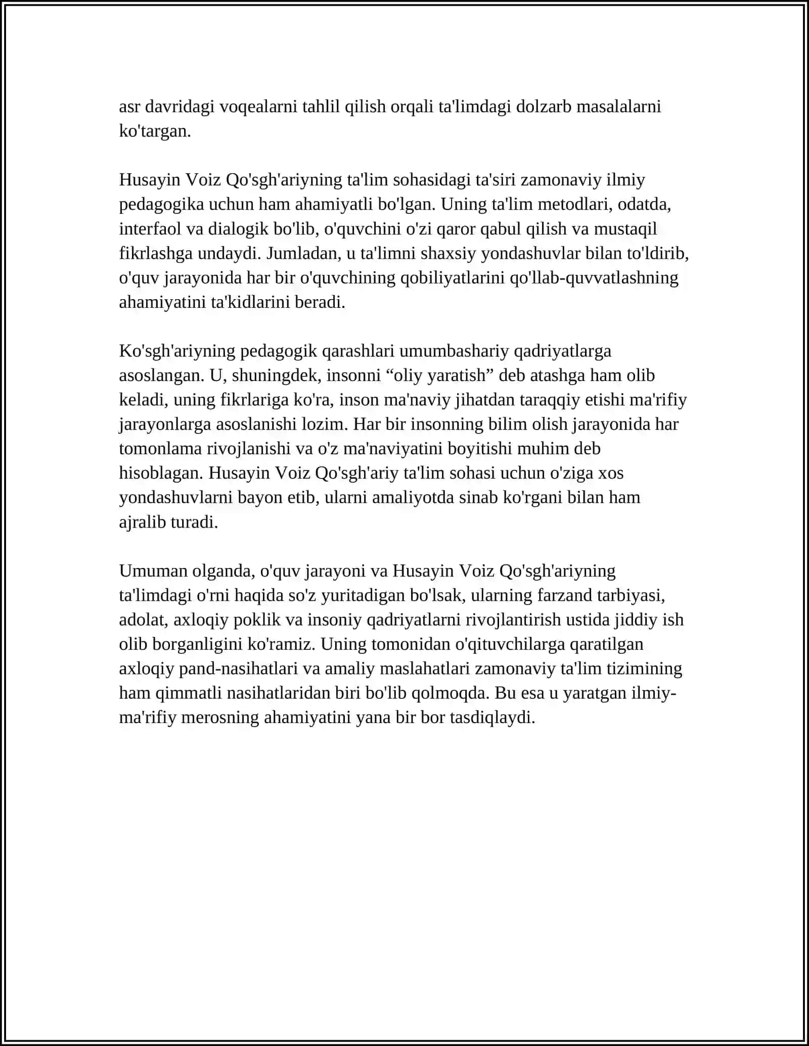 HUSAYIN VOIZ QOSHGʻARIY PEDAGOGIK QARASHLARI 4