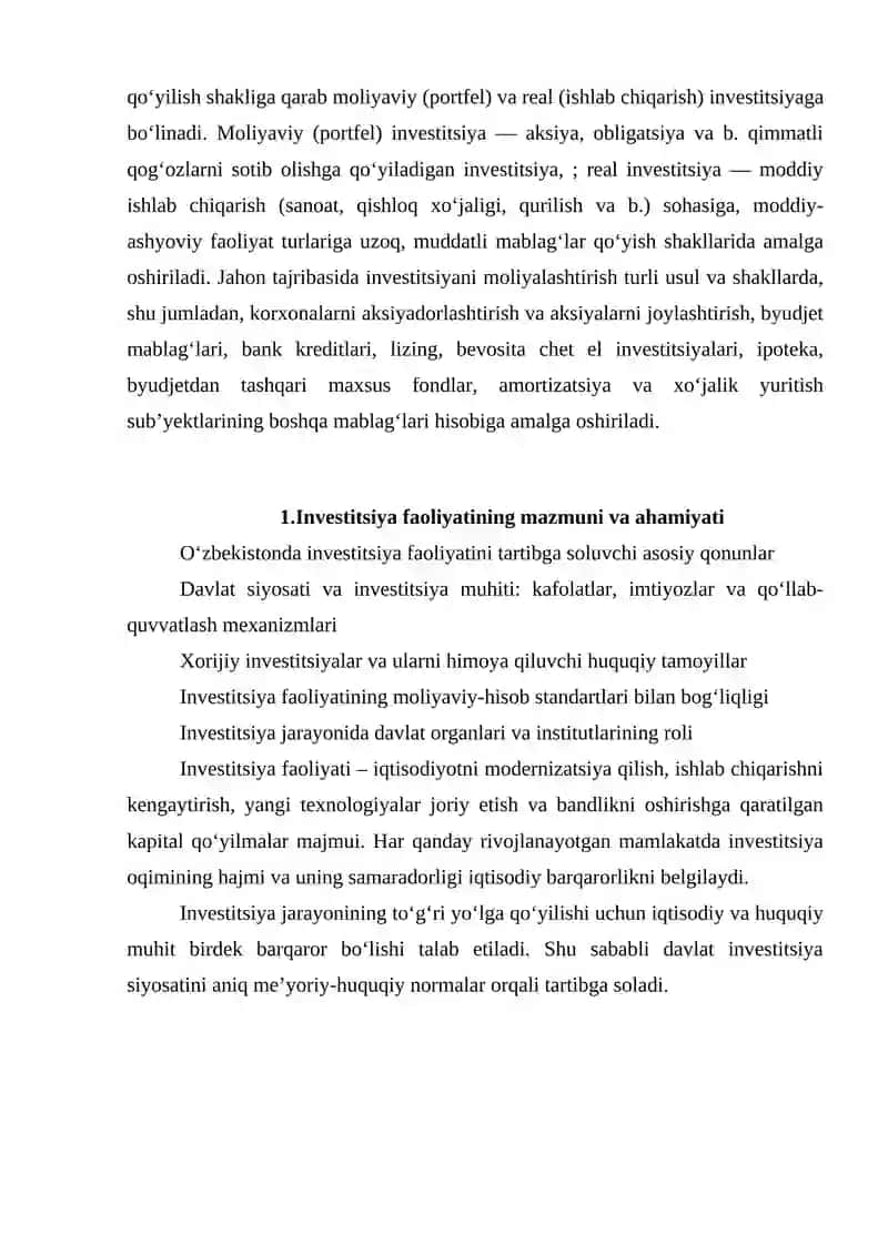Investitsiya faoliyatining me’yoriy-huquqiy asoslari 4
