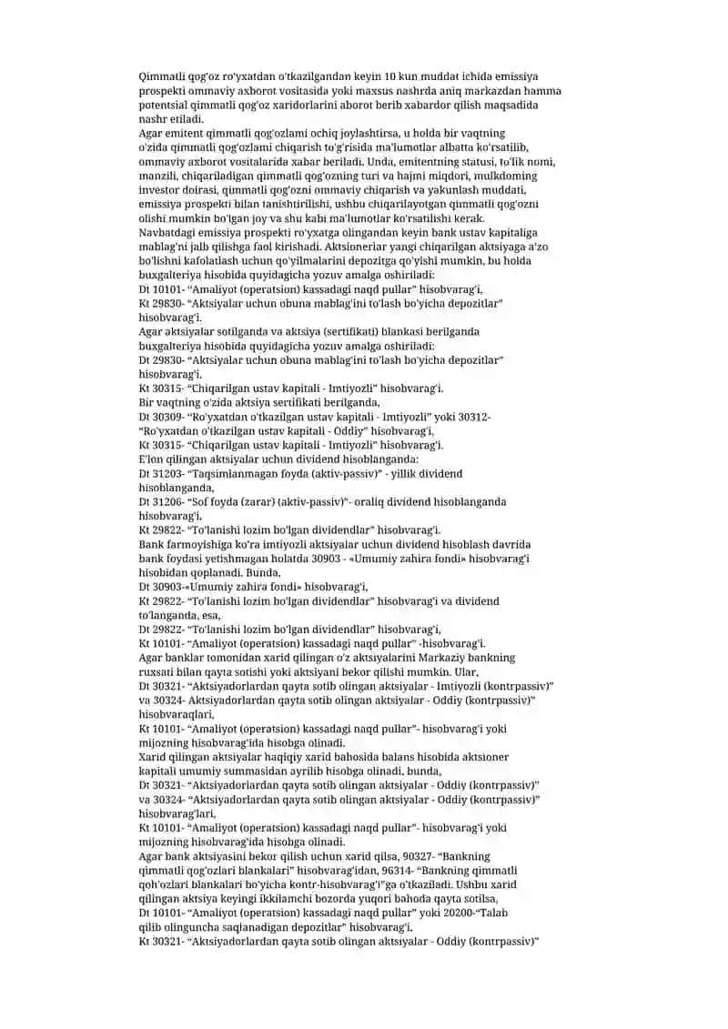 Banklarda ustav kapitalini shakllantirish va ularni hisobga olish 4