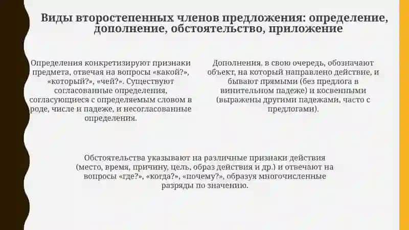 Второстепенные члены предложения 4