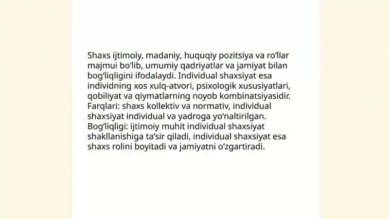 "Shaxs" tushunchasi va shaxs rivojlanishining oʻziga xos xususiyatlari 4