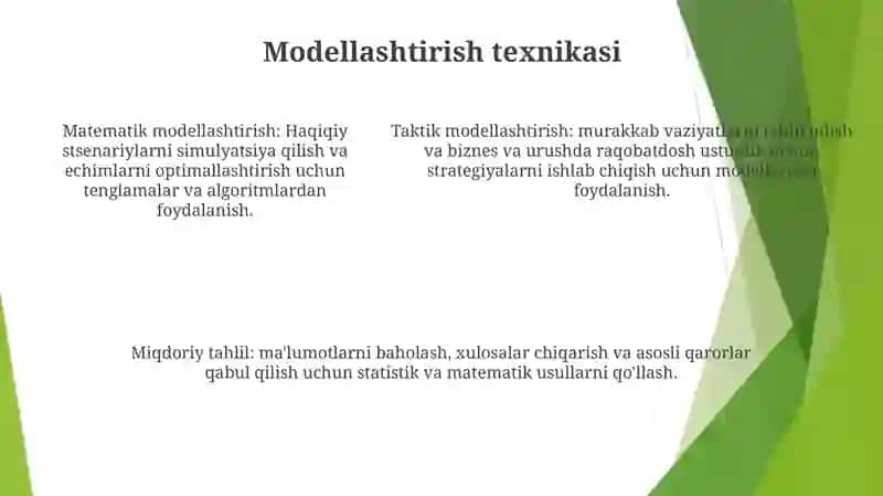 Taktik- Matematik Modellashtirish 4
