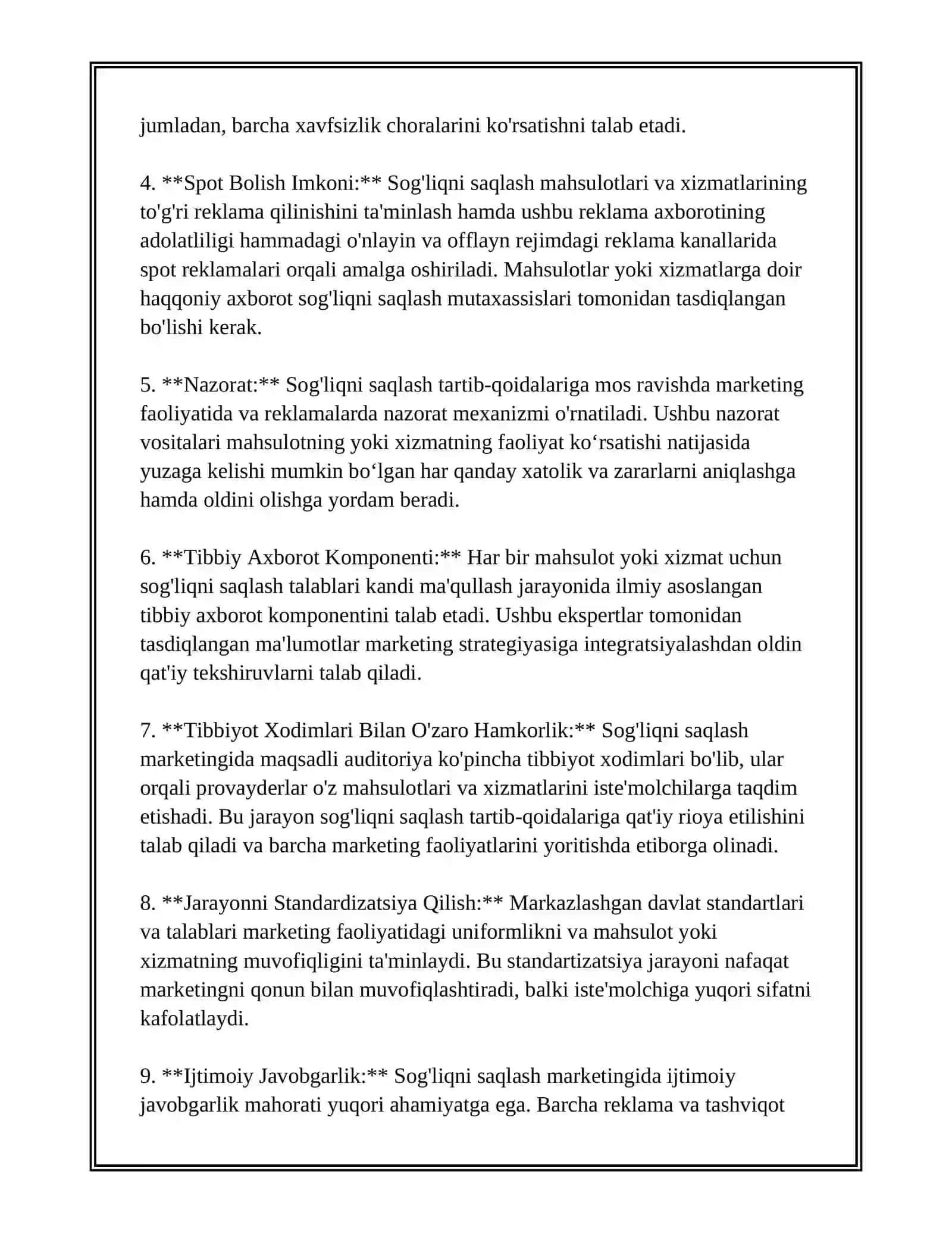 SOG'LIQNI SAQLASHGA BO'LGAN TALABLAR VA MARKETING BOSHQARUVI 4