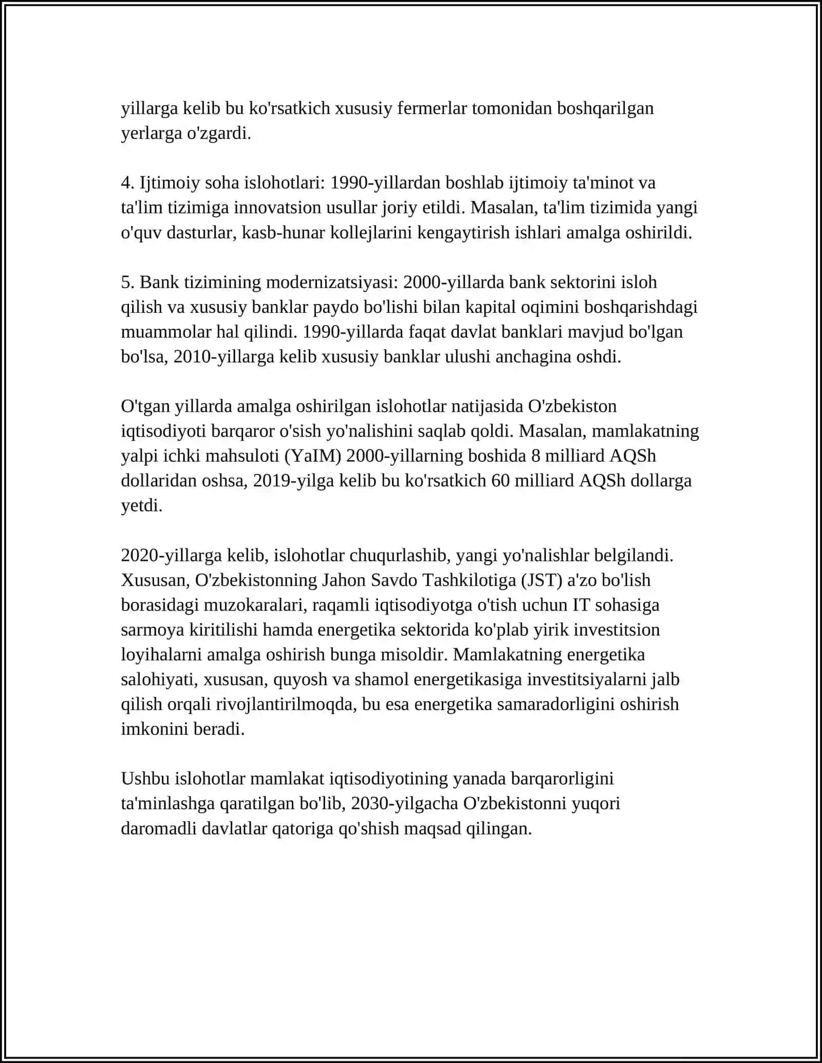 O'ZBEKISTONDA IQTISODIY ISLOHOTLAR:XUSUSIY MULKCHILIKNING SHAKLLANISHI 4