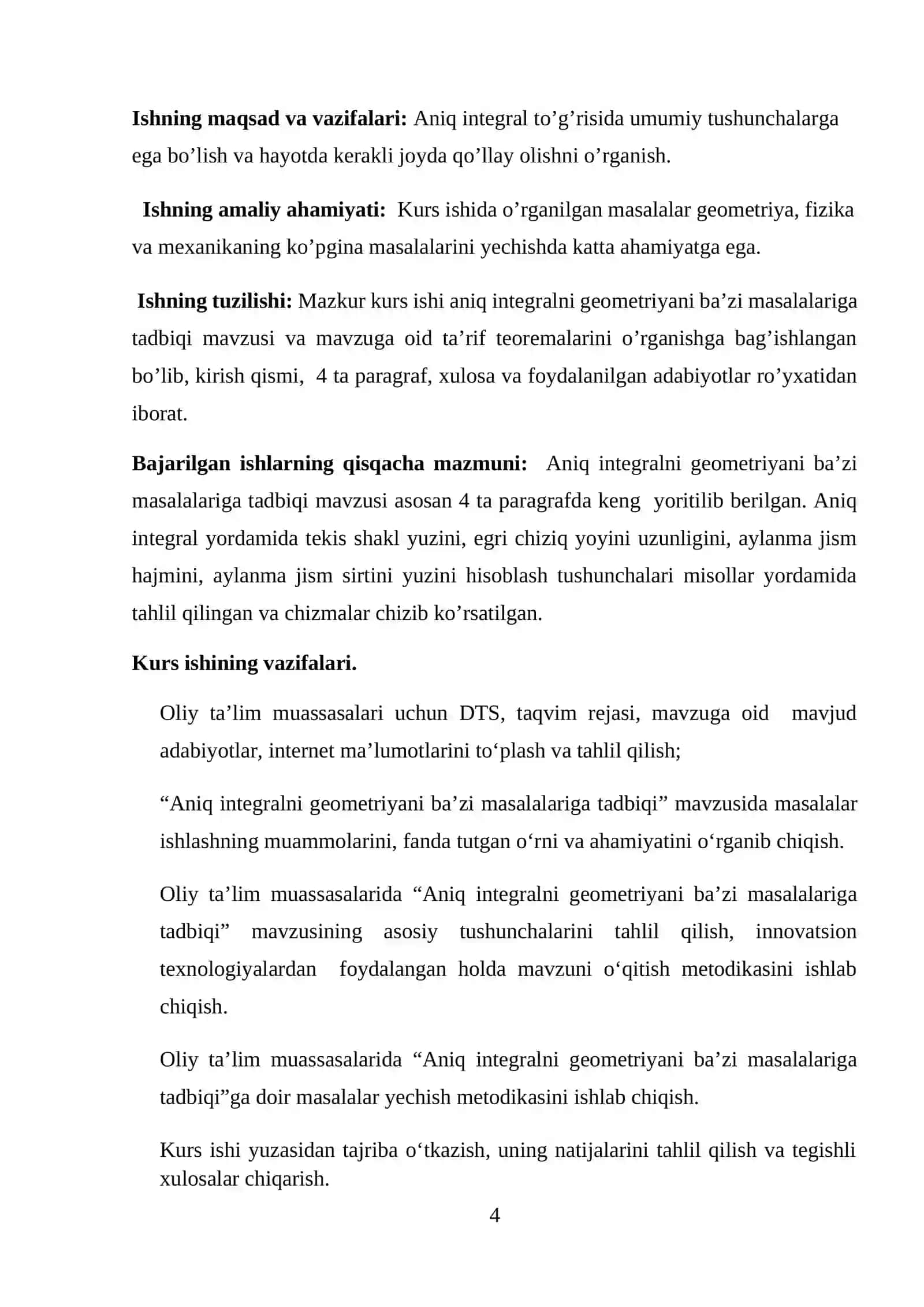 Aniq integralni geometriyaning ba’zi masalalariga tadbiqi 4