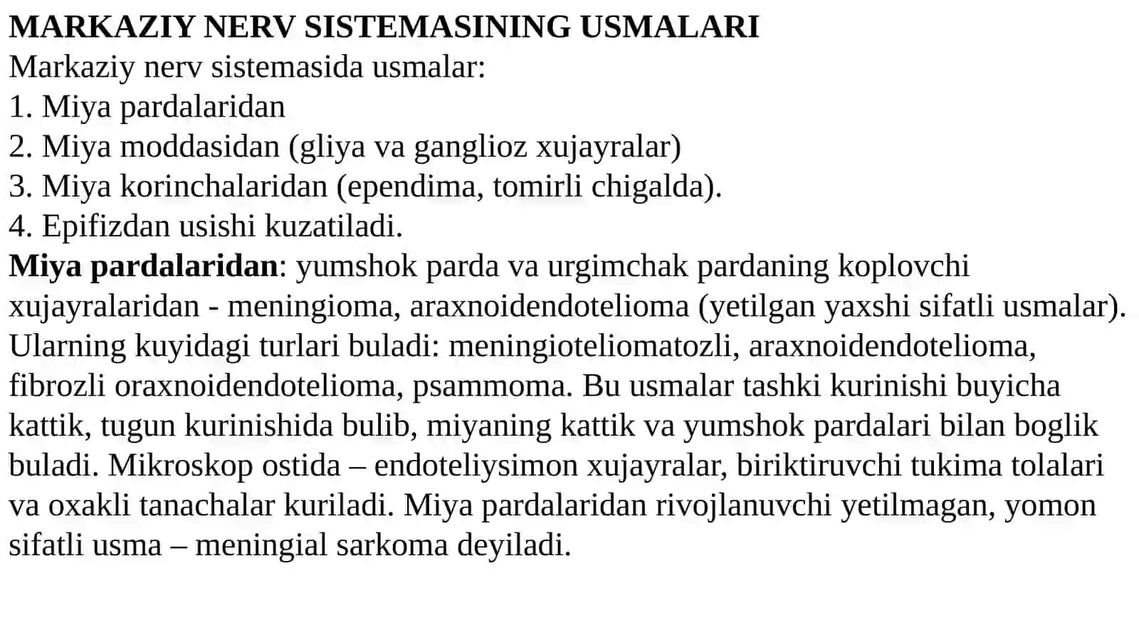 Nerv toʻqimasi oʻsmalari va teratomalar 4