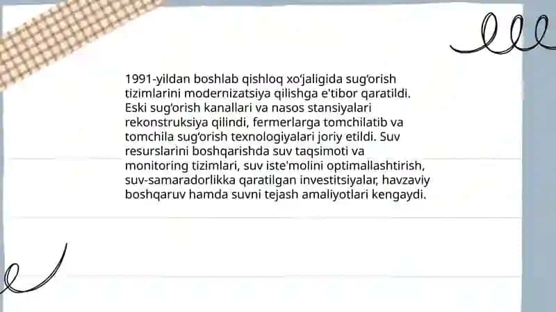 Mustaqil yillarida qishloq xo'jaligi va sanoat sohasidagi o'zgarishlar 4