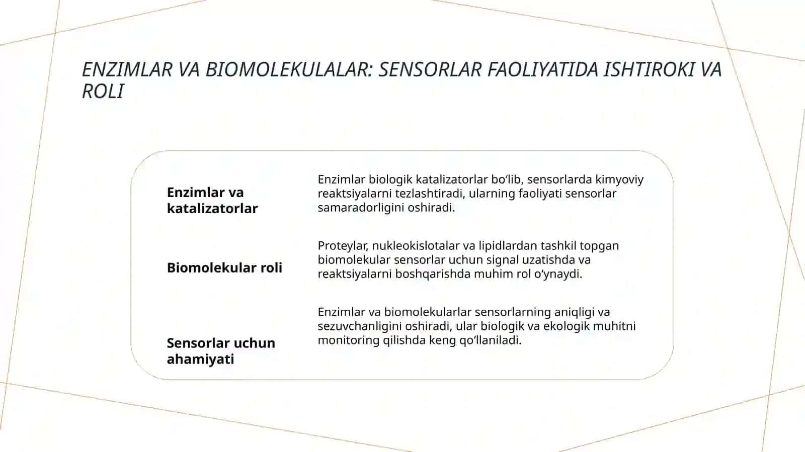 Sensor tizimlar faoliyatining biokimyoviy asoslari 4