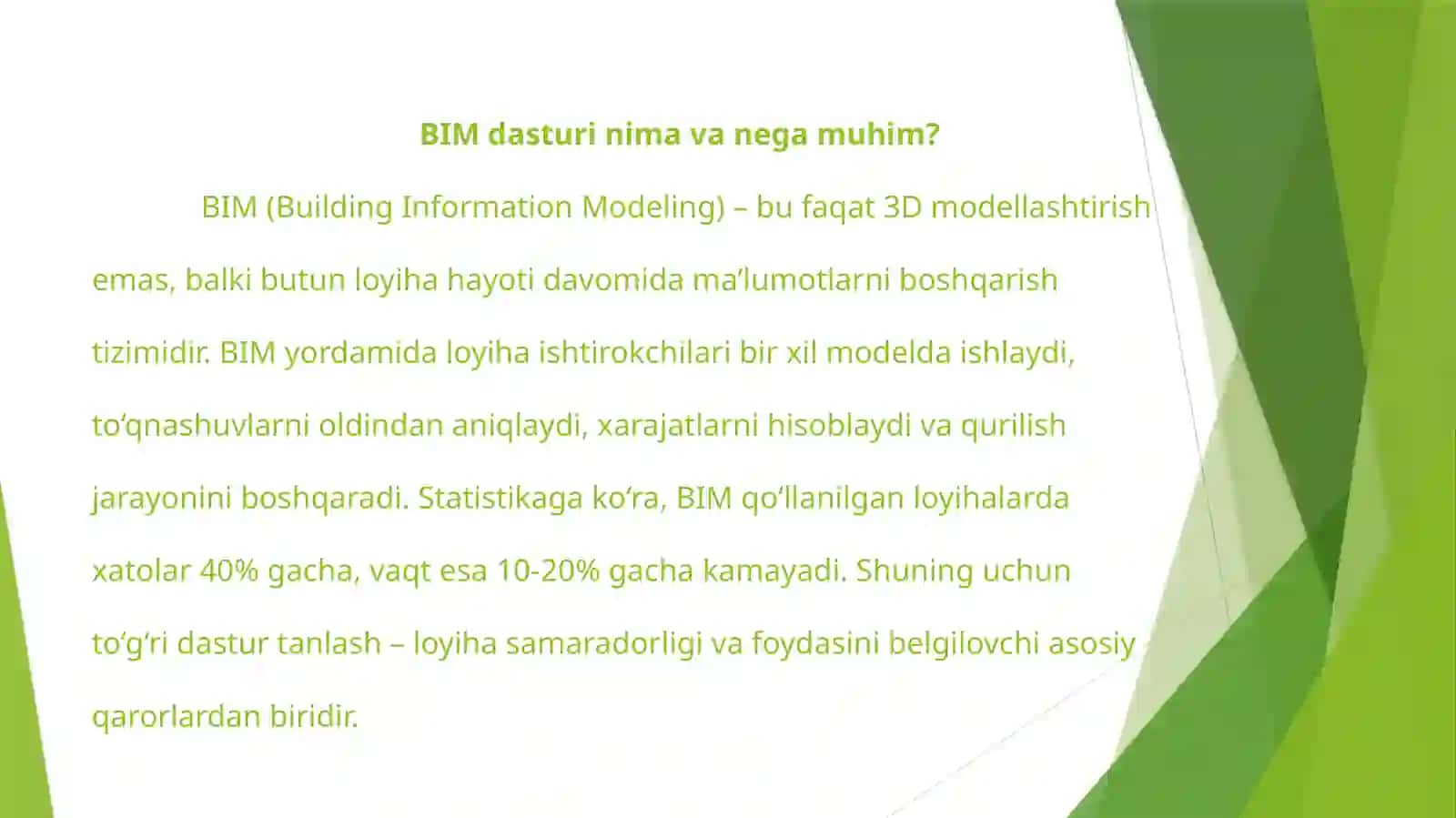 Muayyan loyiha uchun BIM dasturini qanday tanlash mumkin? 4