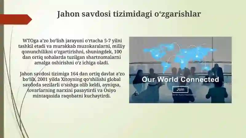 Jahon savdo tashkilotiga aʼzo boʻlishning xalqaro tajribasi 4