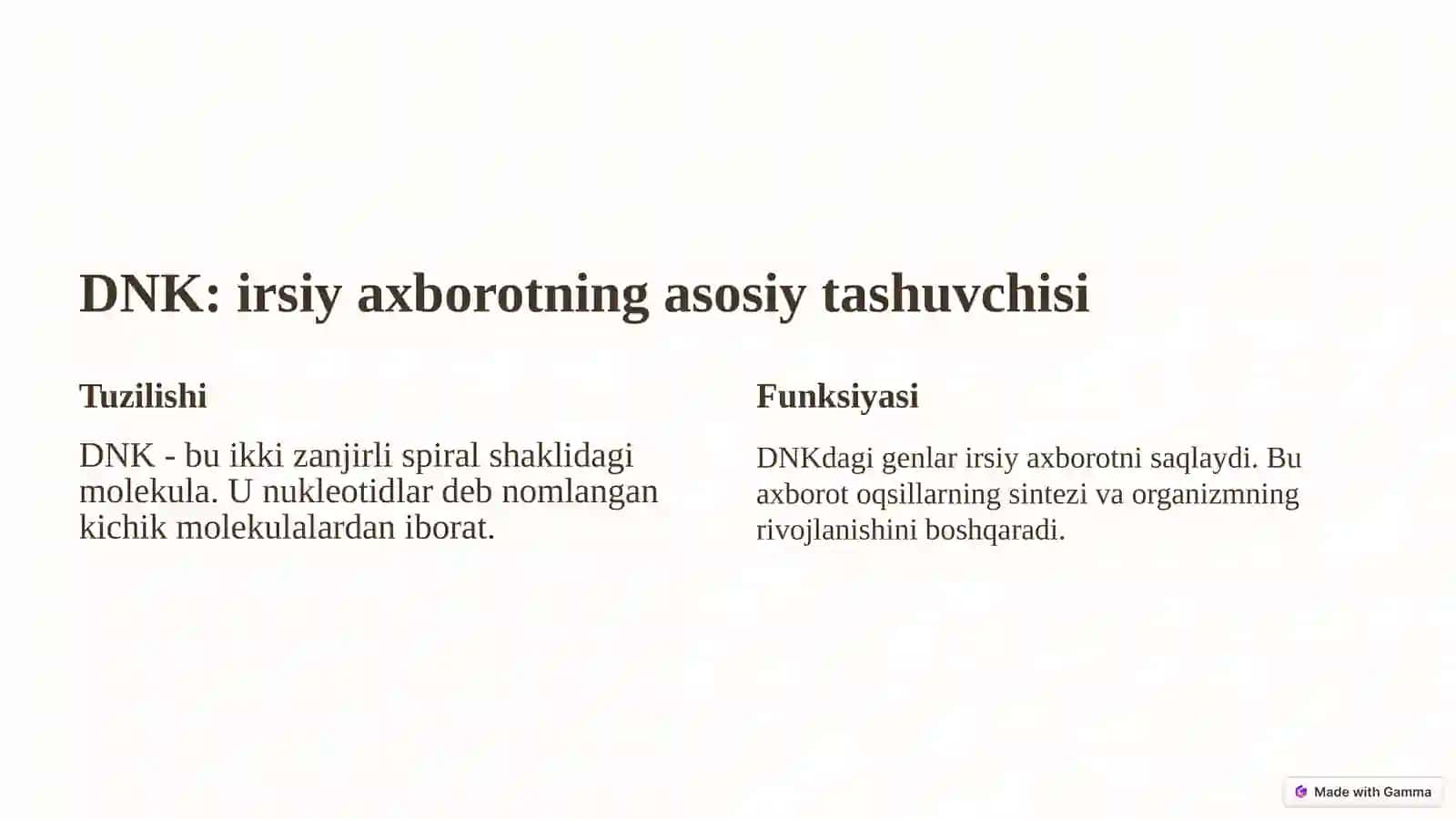 Irsiyatning sitologik va molekulyar asoslari 4
