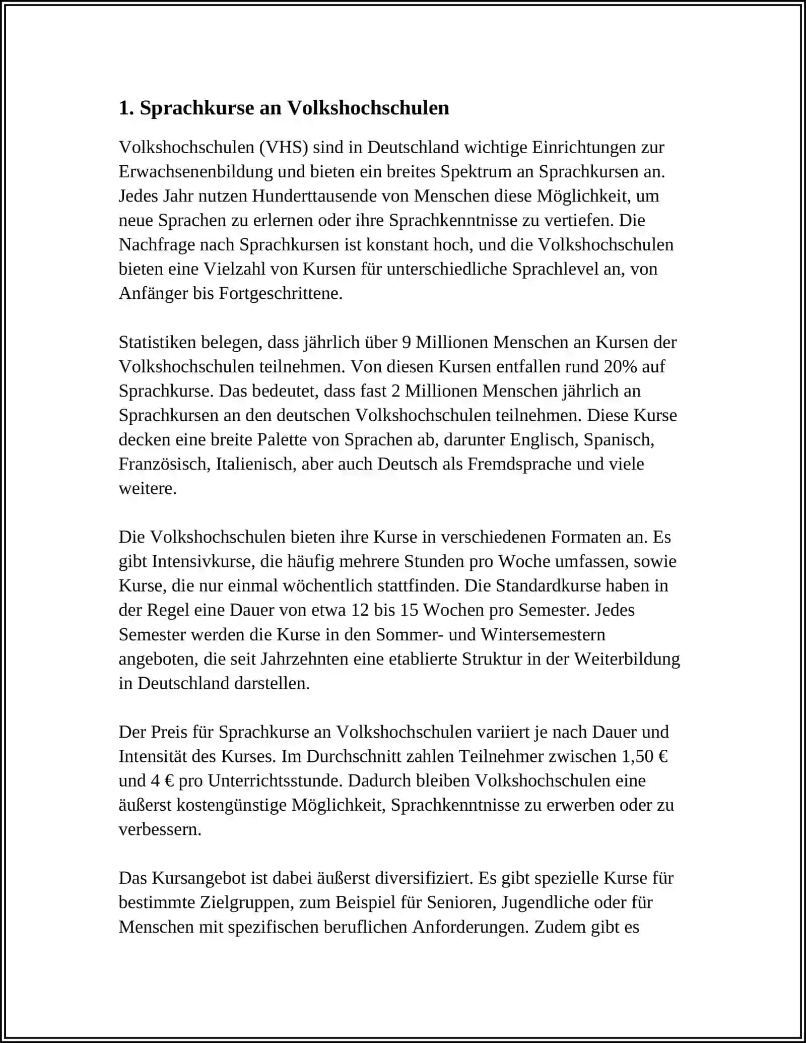 Sprachkurse an Volkshochschulen 4