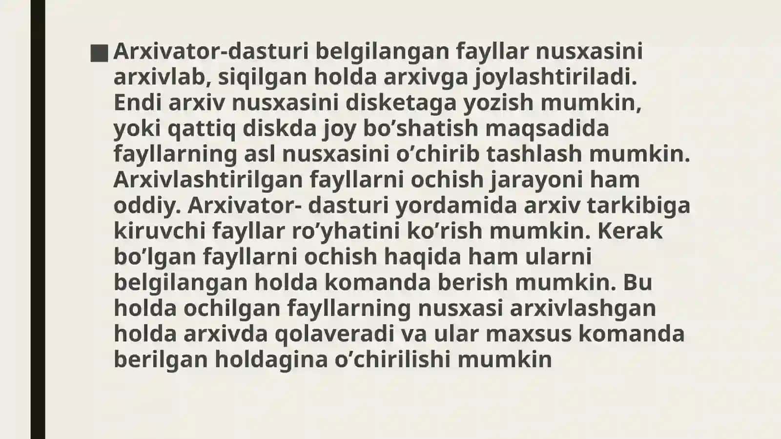 ARXIVLASH VA ARXIVDAN CHIQARISH DASTURLARI 4
