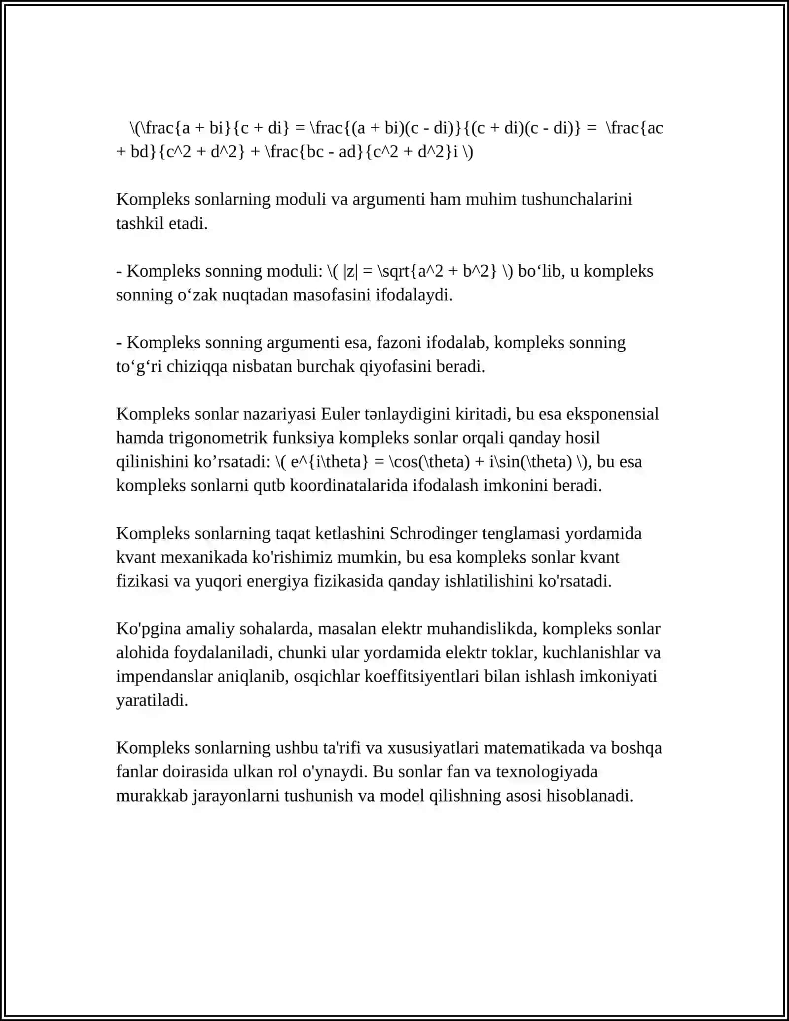KOMPLEKS SONLAR 4