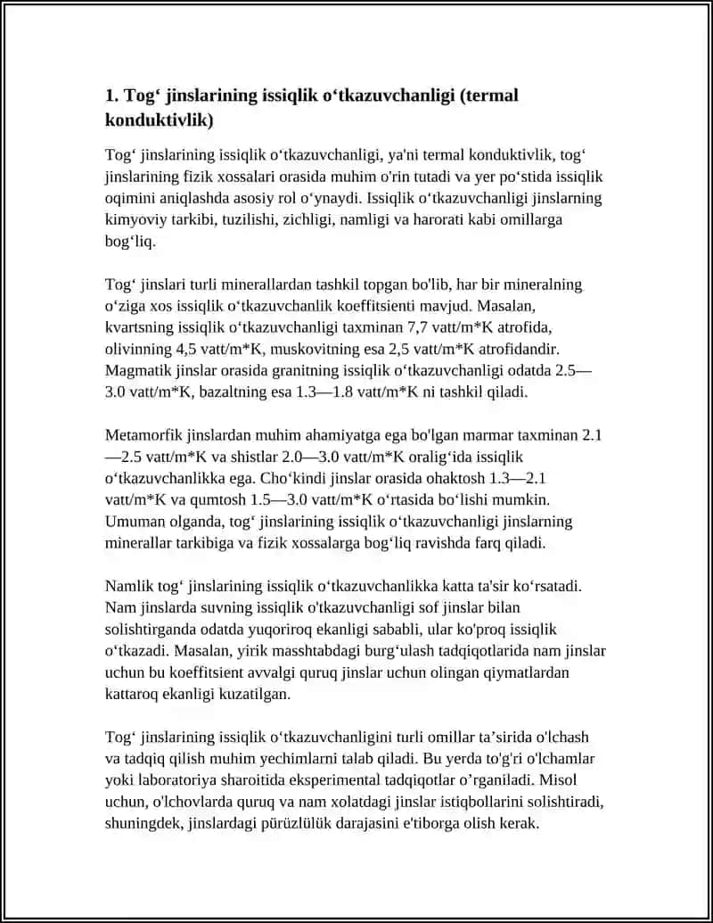 TOGʻ JINSLARINING ASOSIY FIZIK XOSSALARI:ISSIQLIK RADIOAKTIV GIDRAVLIK 4