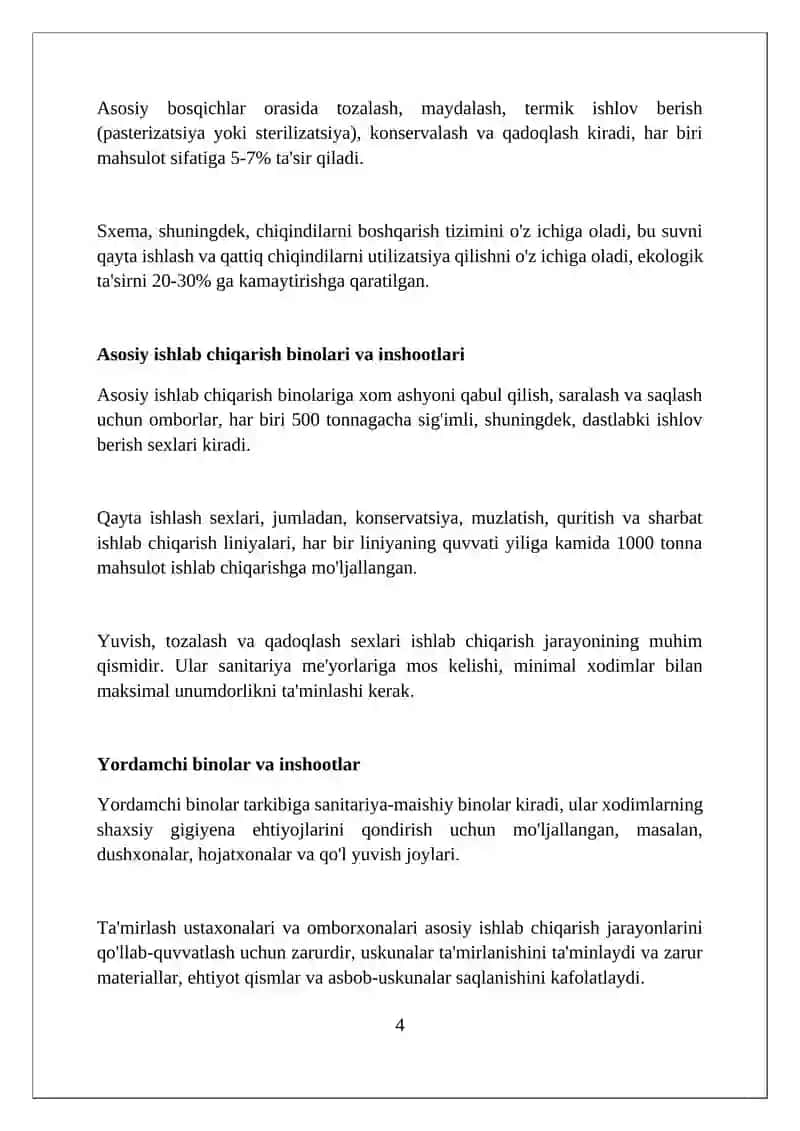 Meva va sabzavotlarni qayta ishlash korxonasining bosh plani 4