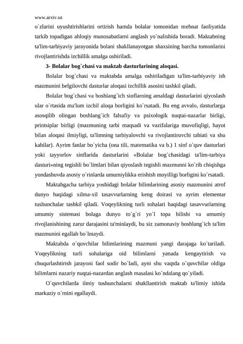 Bolalar bog`chasi va maktab ishidagi izchillik 4