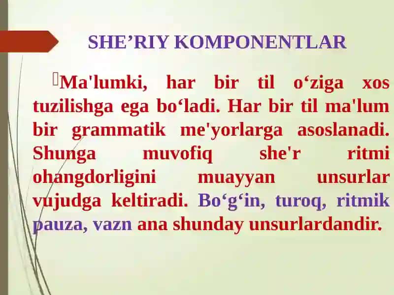 SHE’R TUZILISHI VA SHE’R TIZIMLARI 4