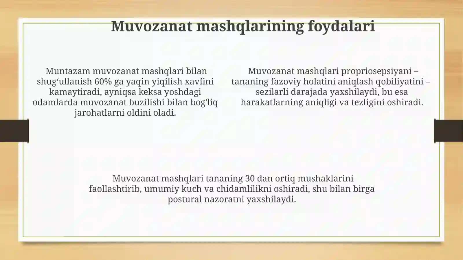 Gimnastika: Muvozannat saqlash mashqlar 4