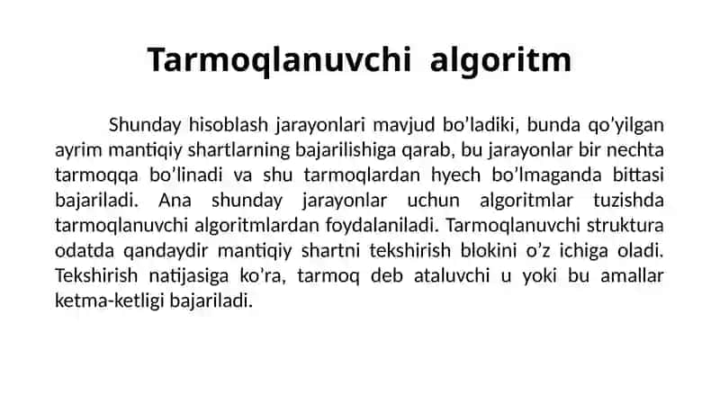 Tarmoqlanish va uzilishlarni tashkil etish operatorlari 4