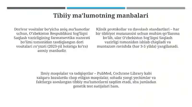 Tibbiyot ma'lumotlarini taqdim etish 4
