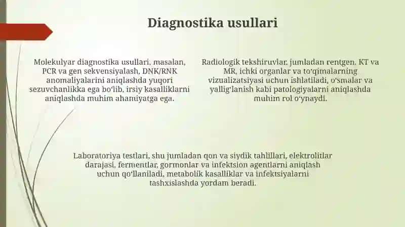 Klinik belgilar, diagnostika va differentsial tashxis 4