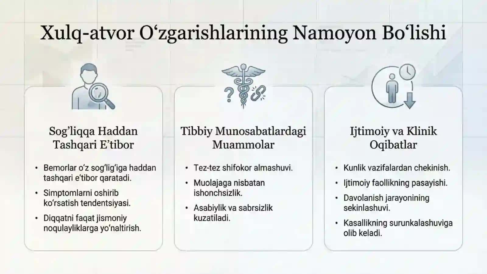 Psixosomatikkasalliklari bilan kasallangan bemorlarningxulqatvori buzilishlari 4