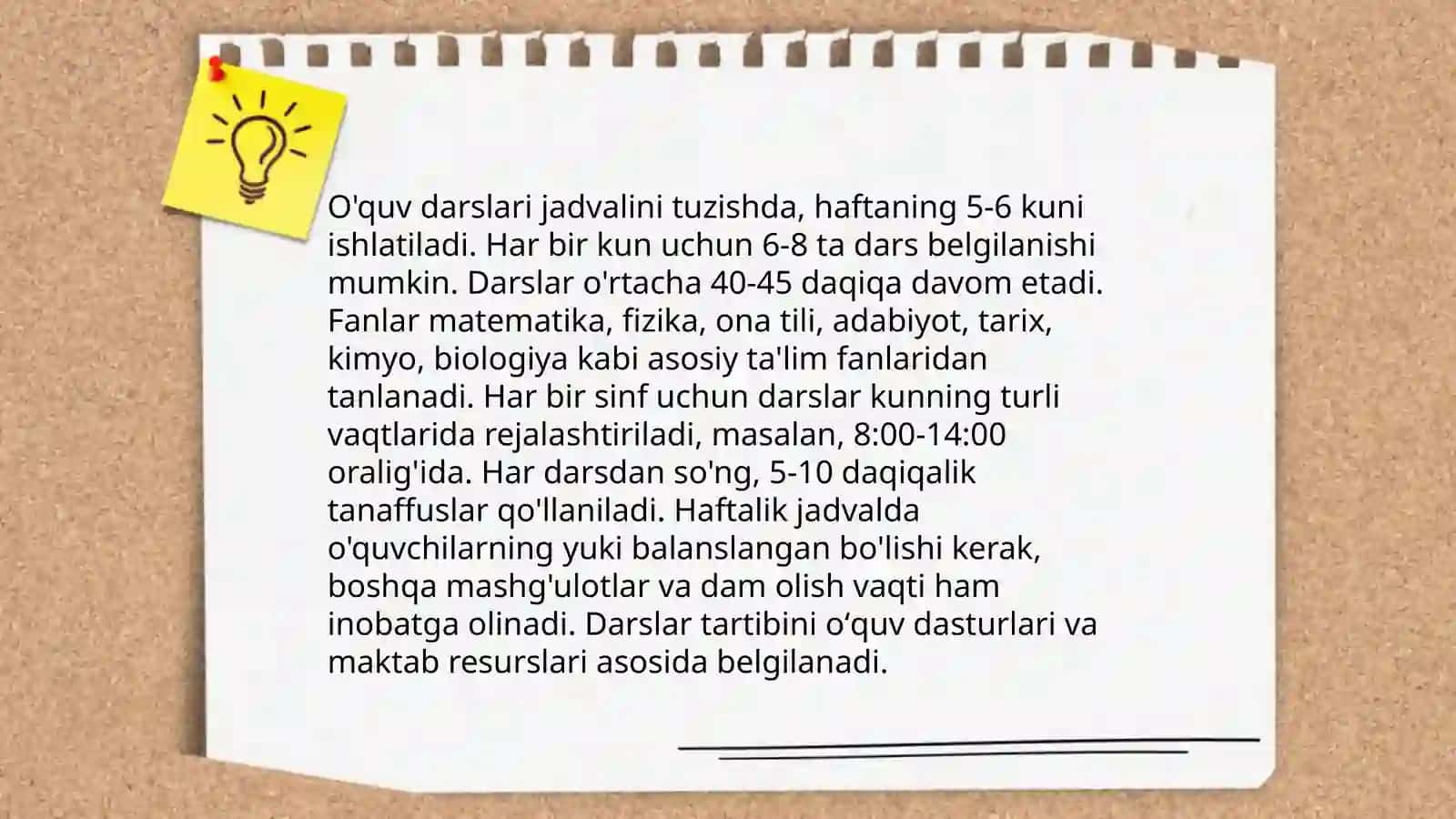 Kundalik, kalendar reja va texnologik xarita tuzish 4
