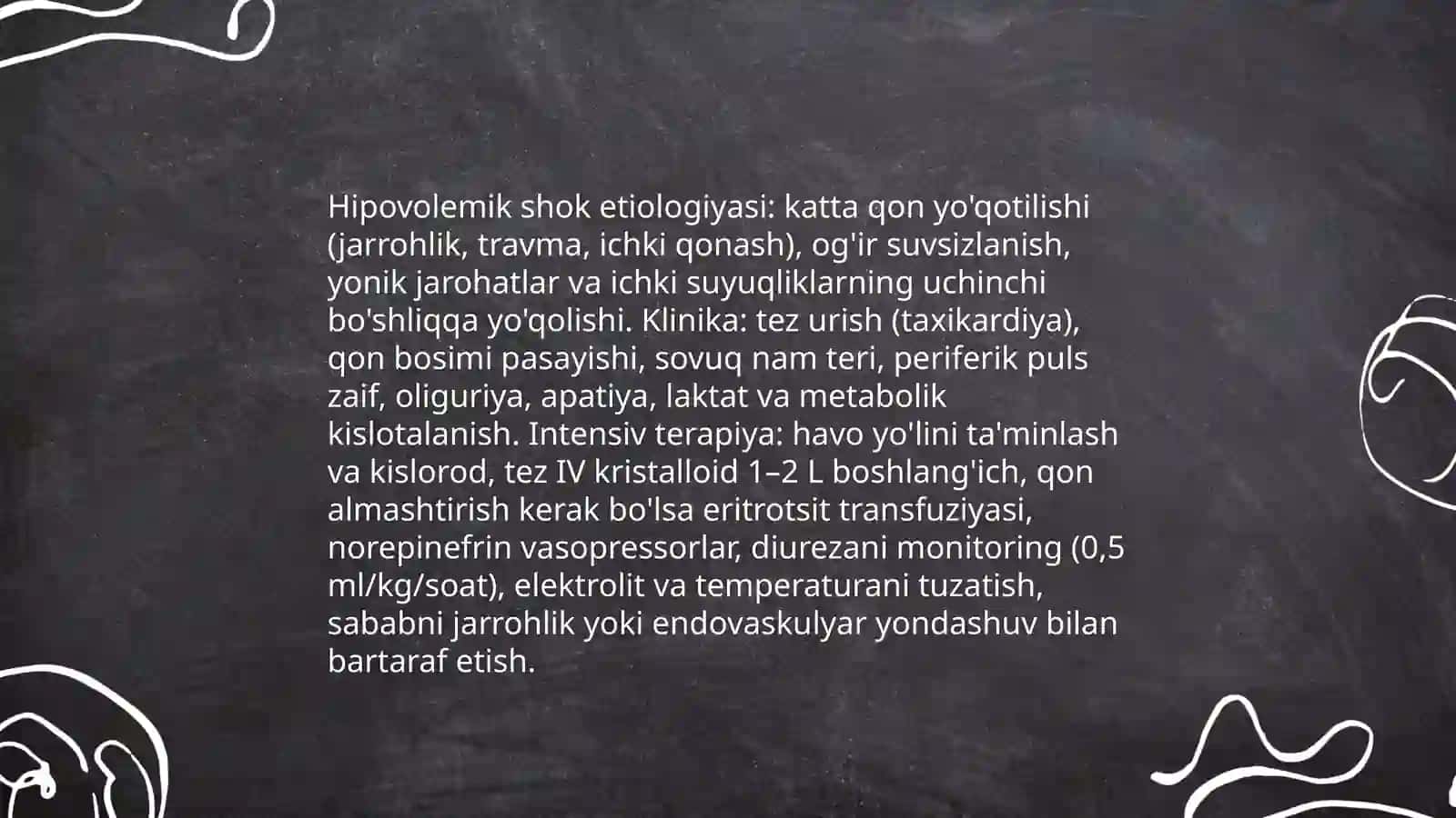 Shok turlari va bunda intensiv terapiya ôtkazish 4