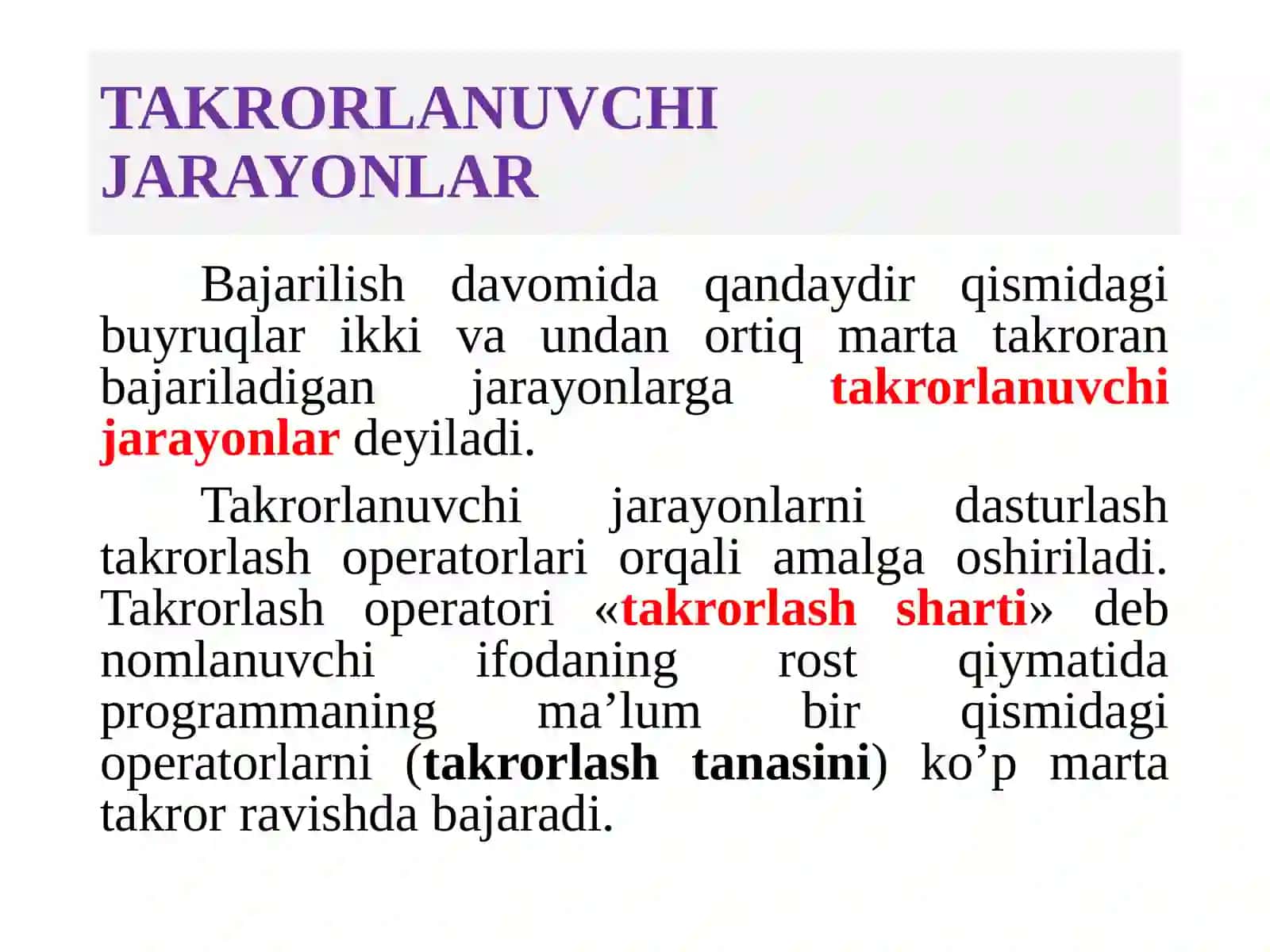 C++ DASTURLASH TILIDA TAKRORLANUVCHI JARAYONLARNIDASTURLASH 4