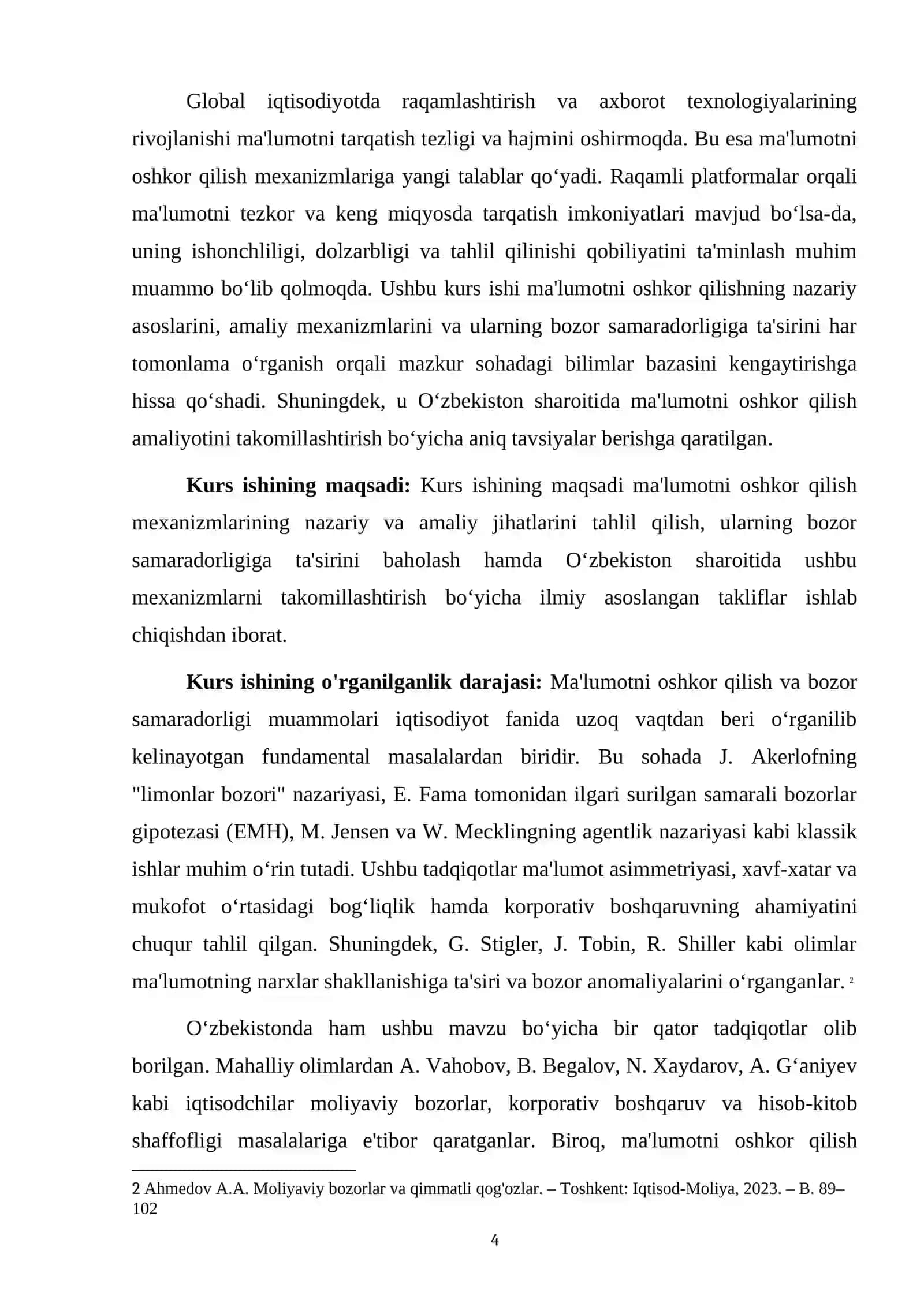 MA’LUMOTNI OSHKOR QILISH MEXANIZMLARI VA BOZOR SAMARADORLIGI 4