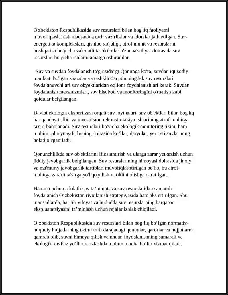 SUVLARNI HIMOYA QILISH VA UNDAN FOYDALANISHNING HUQUQIY HOLATI 4