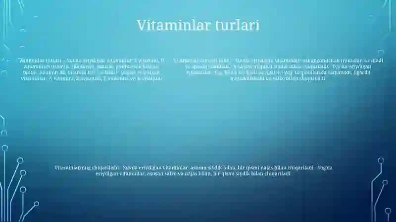 Tabiiy Va SunʼIy Vitaminlarning Metabolizmi Va Ekskretsiyalanishi 4