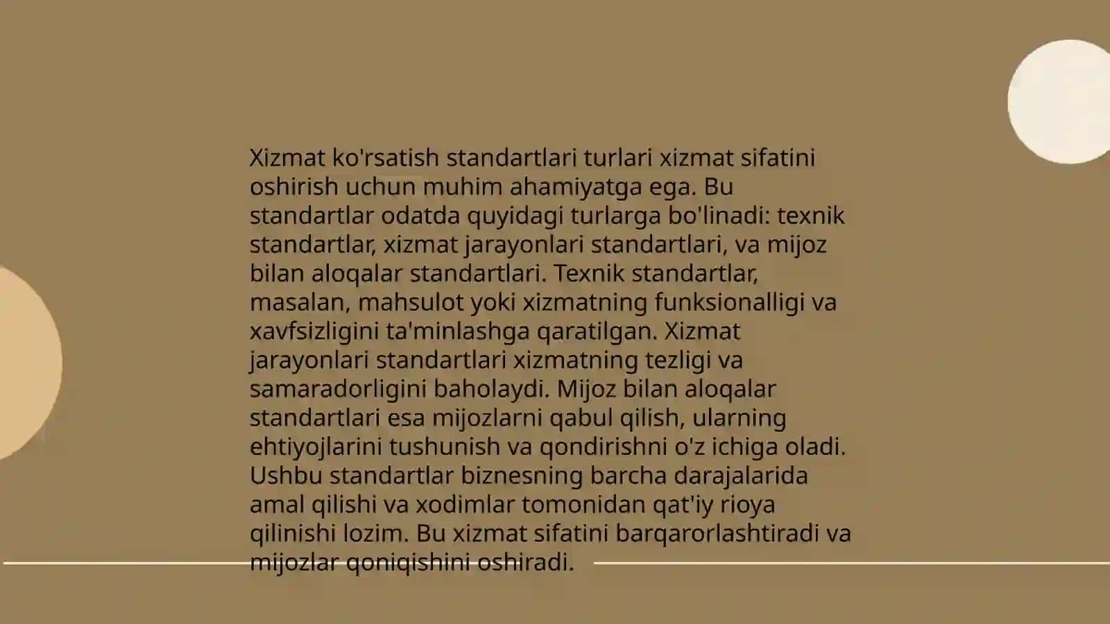 Servis xizmat koʻrsatishda standart xizmatlar talablarini ishlab chiqish 4