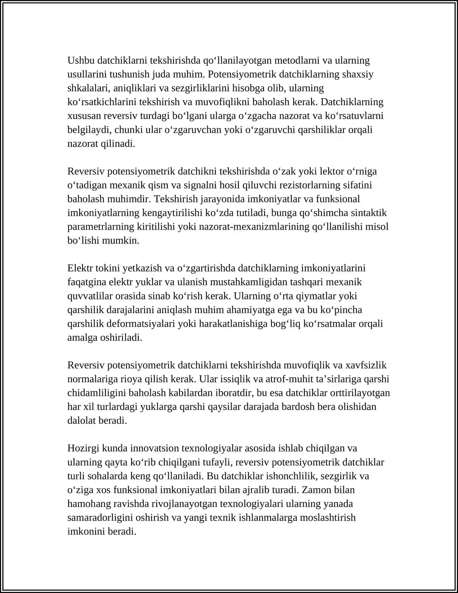 REVERSIV POTENSIOMETRIK DATCHIKLARNI TEKSHIRISH 4