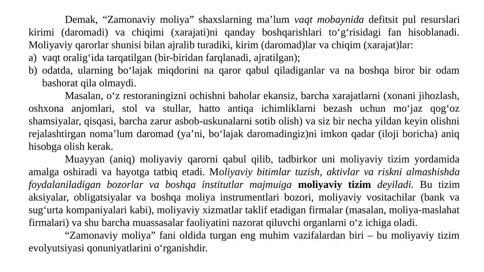 Zamonaviymoliyaning mazmun-mohiyati va unio’rganishning obyektiv zarurligi 4
