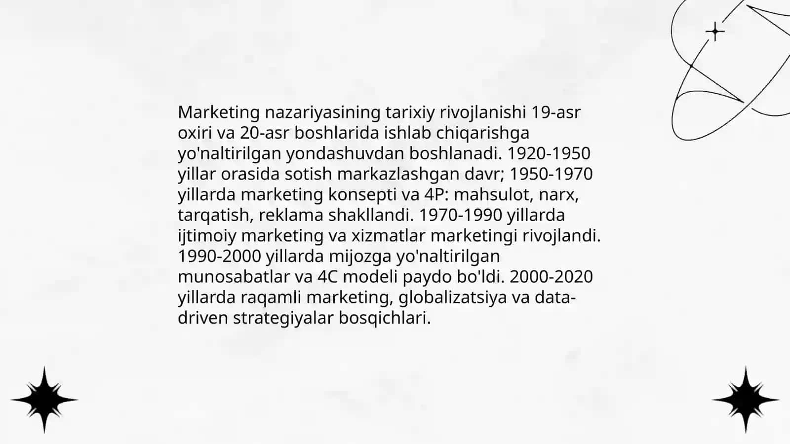 Marketing nazariyasi tushunchasi va uning evalyutsiyasi 4