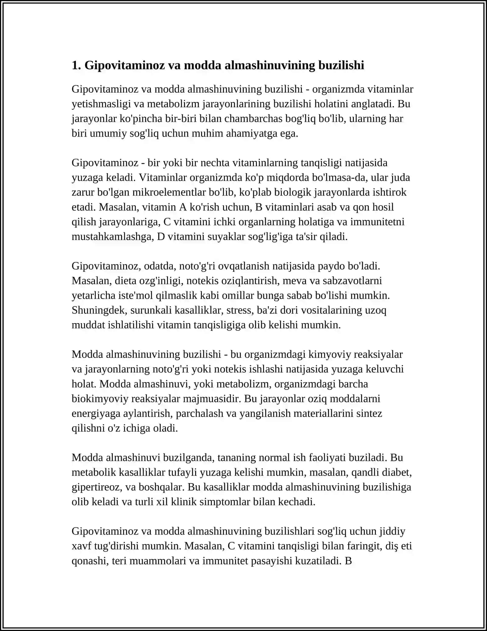 GIPOVITAMINOZ VA GIPERVITAMINOZ HOLATLARDA MODDA ALMASHINUVINING BUZILISHI 4