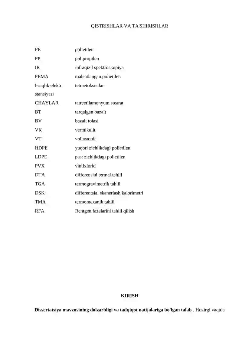 MALALIK XOMOSYO ASOSIDA YUQORI TO‘LDIRILGAN POLIOLIFINLAR ISHLAB CHIQARISH TEXNOLOGIYASINI RIVOJLANISH 4