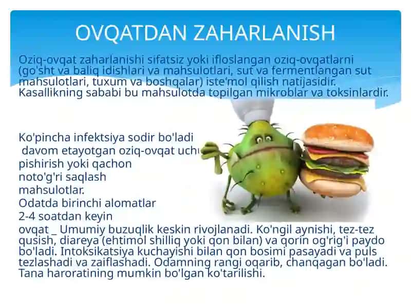 Zaharlanish haqida umumiy malumot.Zaxarlanish turlari. 4