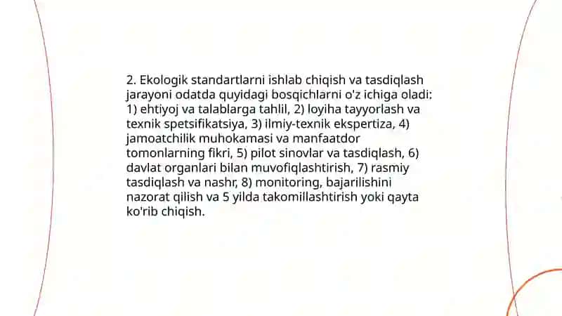 Davlat ekologik standartlashtirish, sertifikatlash-tirish va me’yorlashtirish 4