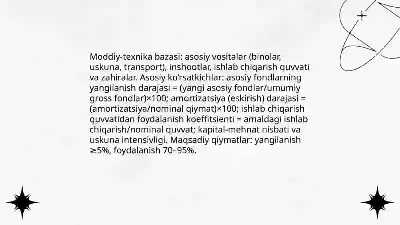 Korxonalar iqtisodiy salohiyati: tarkibi, ko‘rsatkichlar tizimi va samaradorligini tahlili 4