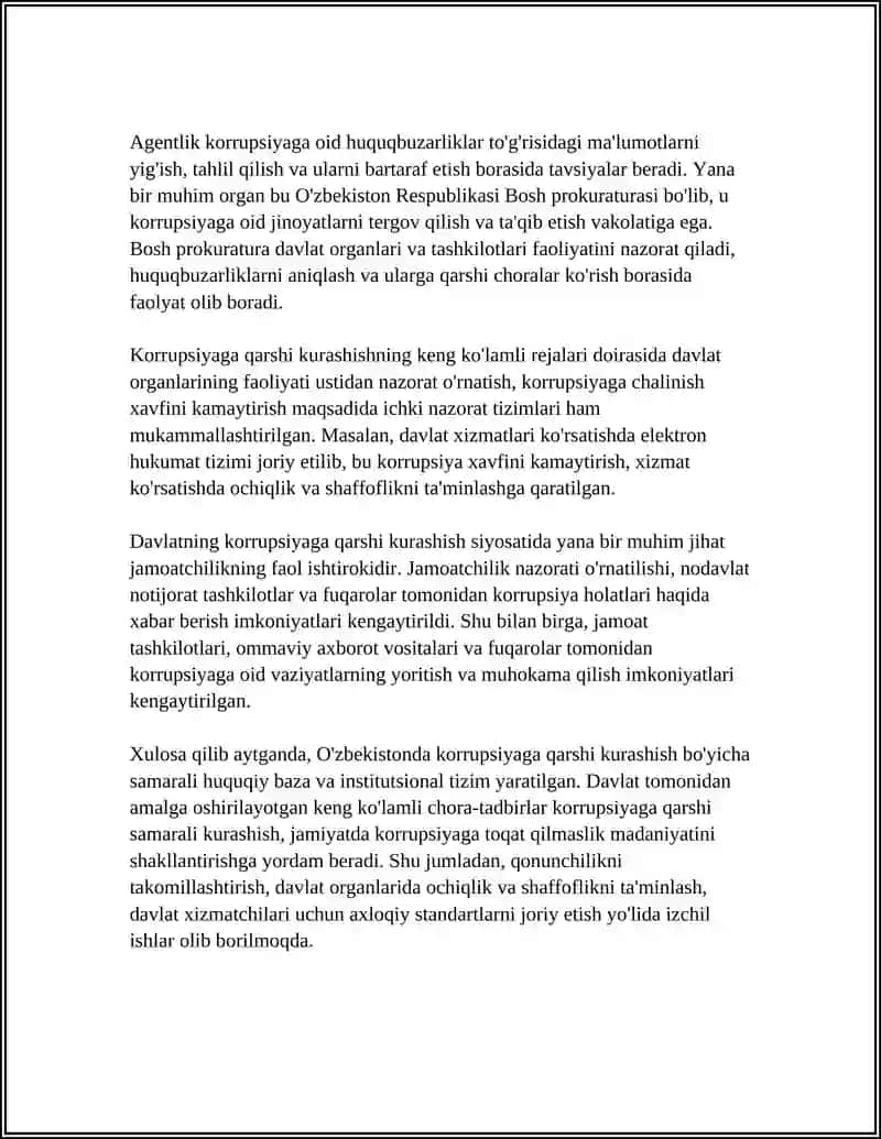 O'ZBEKISTONDA KORRUPTSIYAGA QARSHI KURASHISH 4