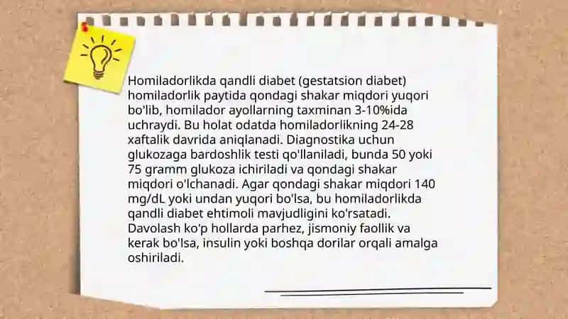 Homiladorlik davrida diabetik kasalliklarda davolash taktikasini tuzish 4