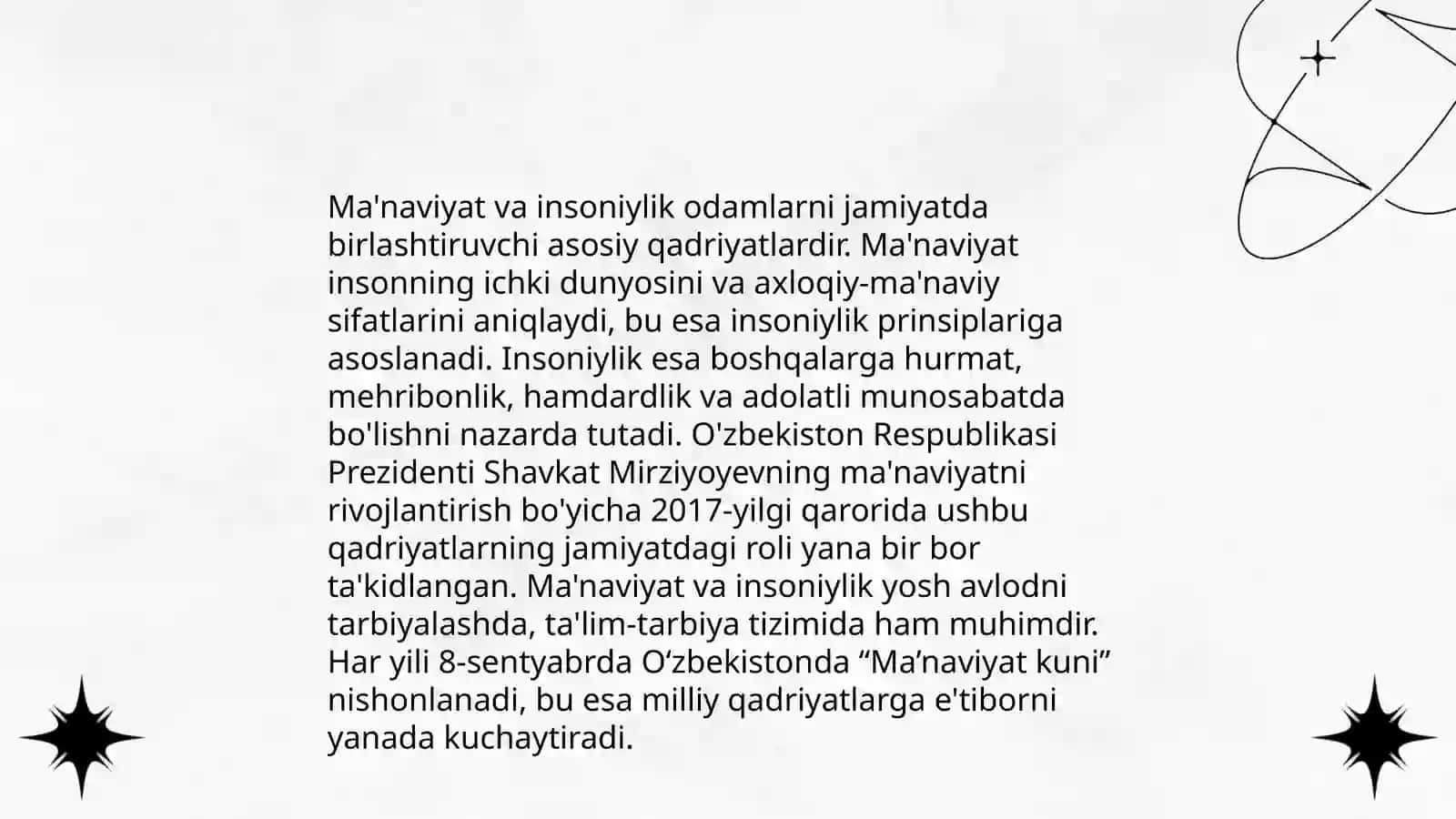 Nazarqulova Malikaning Ma'naviyatshunislik fanidan tayyorlagan slayd 4